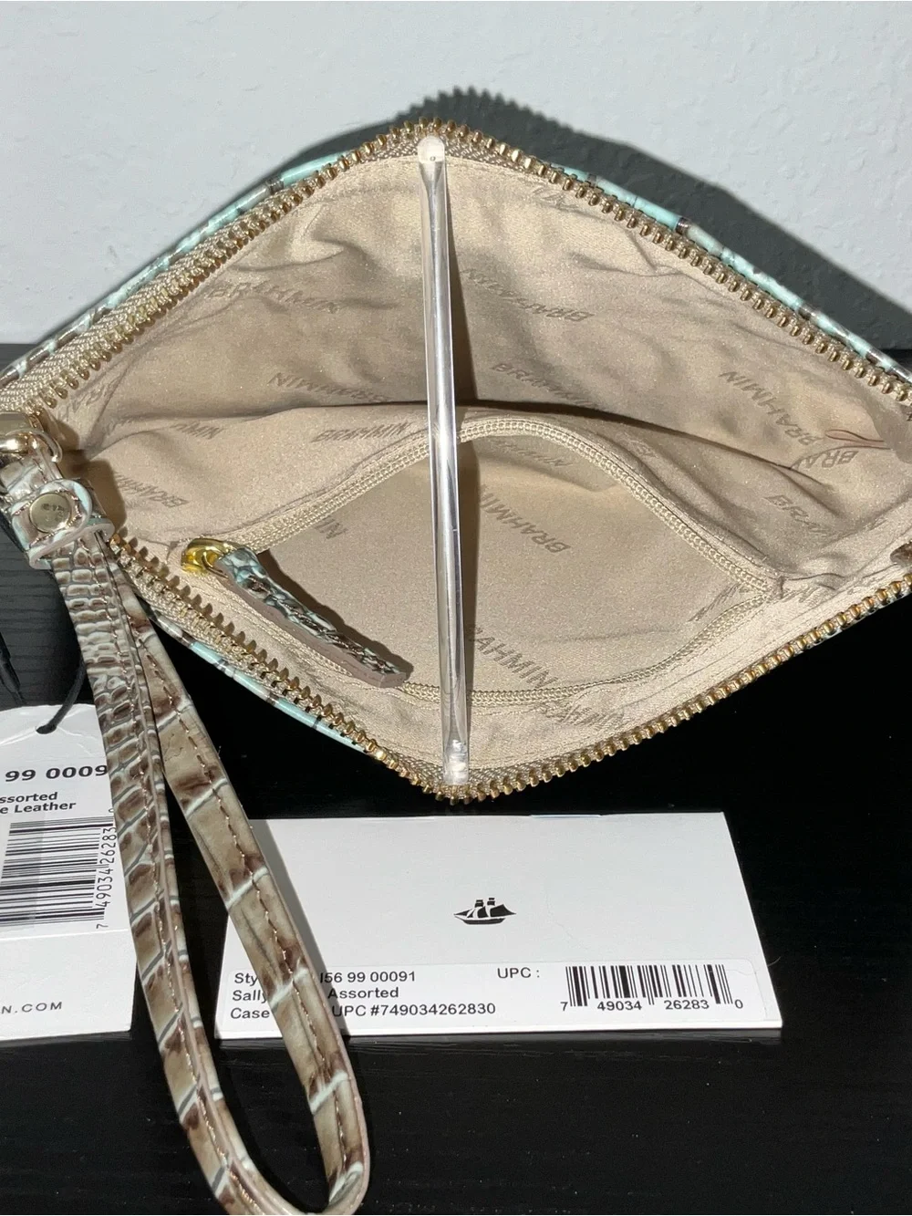 Brahmin Sally BLUEBELL OMBRÉ MELBOURNE Leather Wristlet Cosmetic Bag